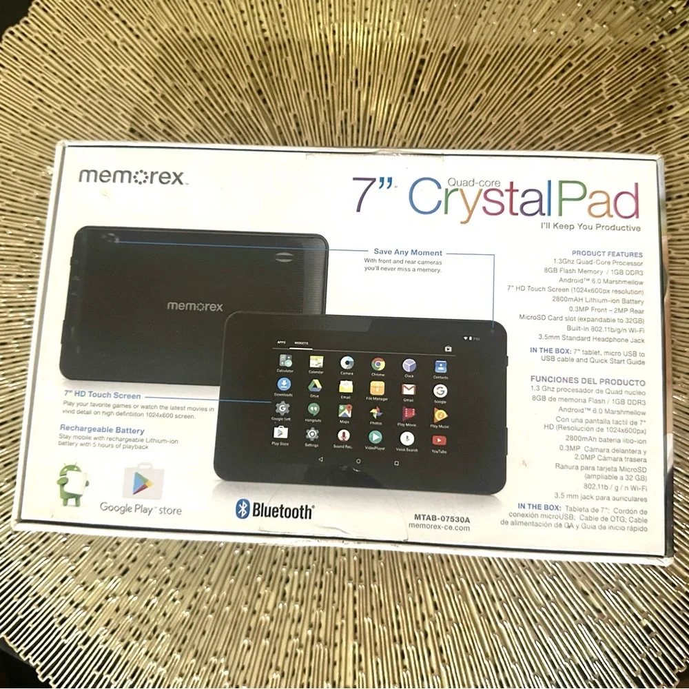 Memorex New Rare 7” Crystal Pad Bluetooth Limited Edition Tablet